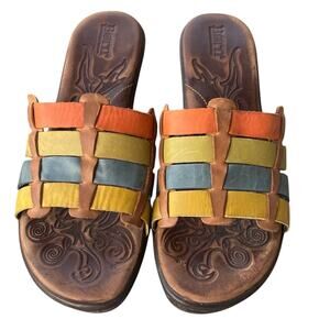 Born Multicolor leather Woven Sandals boho bohemian cottsgecore comfort size 10
